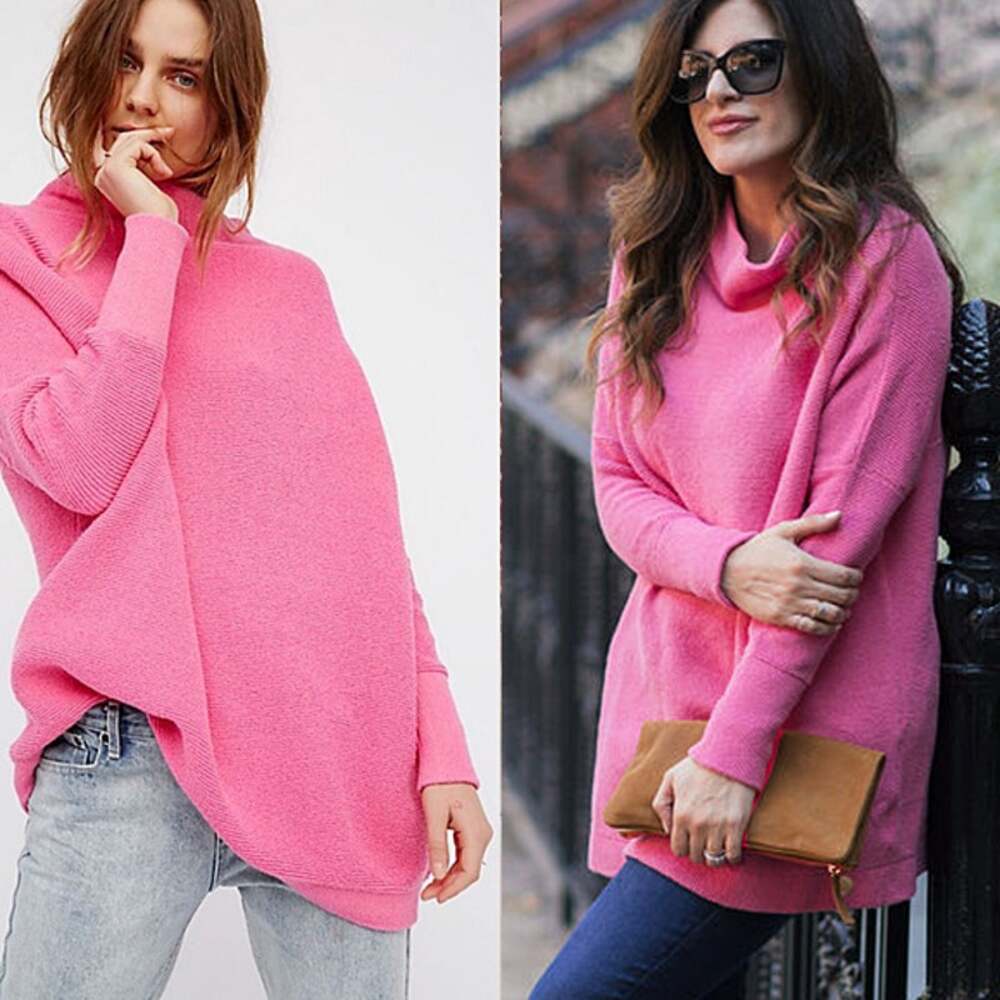 Free People Ottoman Slouchy Tunic Sweater Pink - M - New